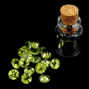 Round Cut Natural Unheated Apple Green Peridot 17pcs 9.13ct 5mm Lot Gemstone - Picture 1 of 14