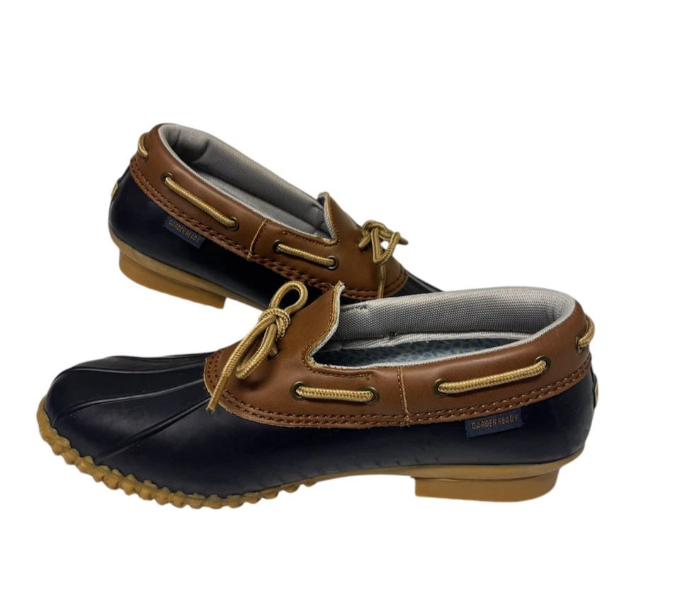 JBU 9.5 Clásico Azul Marino Goma Pato Lluvia Jardín Corte Bajo Zapato Bota Foto 1 de 4