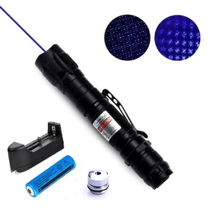 2in1 405nm Blue Purple Laser Pointer Lazer Pen Visible Beam Light Zoom + Battery - Picture 1 of 11