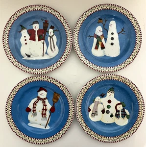 4er Set Debbie Mumm SCHNEEMÄNNER Sakura von Oneida, 8-1/8" Salat-/Dessertteller süß! - Bild 1 von 4