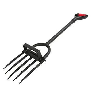 5-Tine Heavy Duty Pitch Fork for Gardening - Long Handled Digging Fork Garden - Picture 1 of 8
