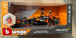 LANDO NORRIS McLaren MCL38 F1 WINNER Miami GP 2024 Model Car 1/24 W Figure NEW - Picture 1 of 7