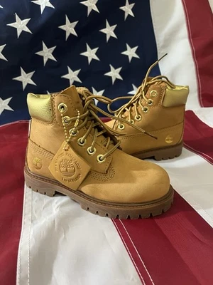 Timberland Toddler PREMIUM 6-inch  Waterproof  Wheat Nubuck / Gold  Boots # 10M - Image 1 of 4