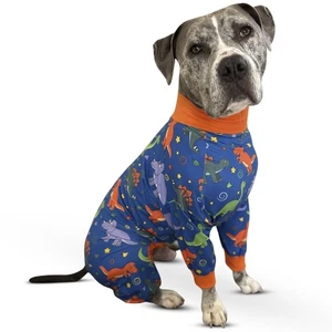 Pitbull Kleidung - Premium Dinosaurier bedruckter Pyjama für große Rassen - Outfit... - Bild 1 von 8