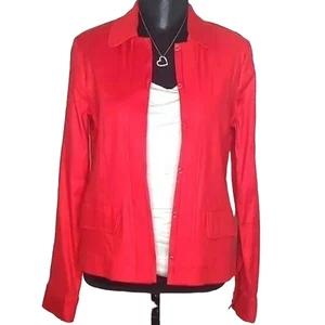 Cabi Red Lightweight Linen Blend Blazer Jacket - M - Picture 1 of 11