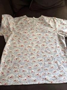 Winter Holiday Christmas Snowmen Scrub Top Size XL - Picture 1 of 6