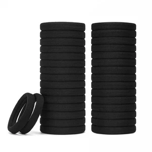 Hair Ties Black 100Count Extra Thick 5CM, Bulk Elastic Hair Bands for Thick H... - Picture 1 of 7