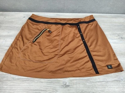 Shorts feminino Jamie Saddock Actif XL marrom elástico tênis preppy - Imagem 1 de 4