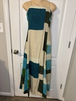 Banana Republic Women Small Square-Neck Sandy Beach Maxi Dress Blue Green - Image 1 of 4