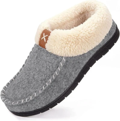 Women's Moccasin Slippers Warm Comfy Wool-felt Memory Foam Indoor House - Image 1 of 4