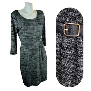 Dana Buchman Sweater Dress Womens Medium Gray Long Sleeve Adjustable Buckle - Picture 1 of 11