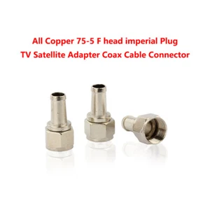 Todo Cobre 75-5 F cabeza enchufe imperial TV satélite adaptador cable coaxial conector  - Imagen 1 de 9
