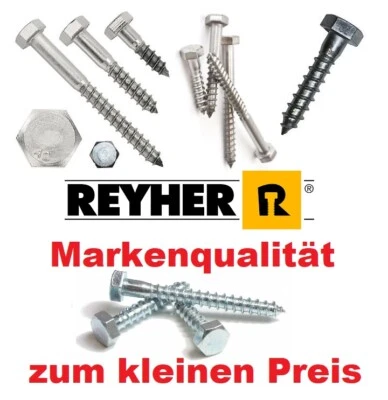 REYHER Schlüsselschrauben DIN 571 Stahl verzinkt 4.6 / A2 Edelstahl 30-300mm Sechskant