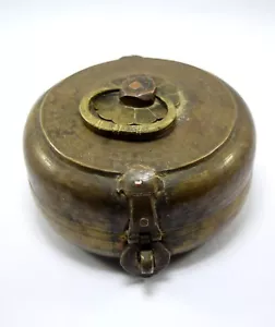 Indisch Antik Messing Rund Chapatti Brot Box IN Original Zustand G66-527 - Bild 1 von 8