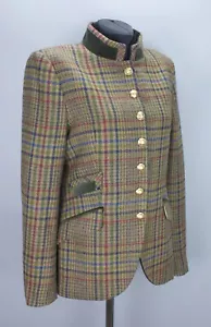 BARILOCHE Women Multicolor Plaid Tweed Jacket ES 40/FR 38 S-M Wool/Velvet Blazer - Picture 1 of 22