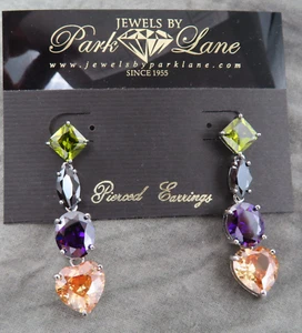 Park Lane Jewels Vintage Ohrringe Orange Lila Amethyst Edelsteine 2 Zoll 737c - Bild 1 von 12