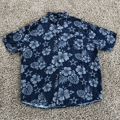 NFL Team Apparel Dallas Cowboys Hawaiian Polo Shirt Men Size XL Football Viscose - Image 1 of 4