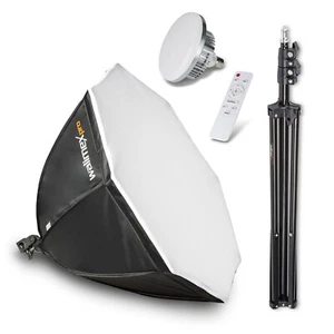 Juego de estudio fotográfico Walimex pro Octagon Softbox 60W luz LED lámpara de estudio trípode - Imagen 1 de 7