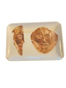 Vintage Trauer Maske Melamin Souvenir Rechteck Schmuck Schale - Bild 1 von 2