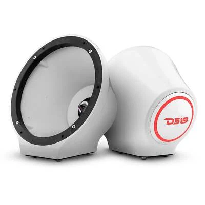 DS18 EN-JS8/WH 8" Flat Speaker POD Universal Enclosure Marine Jet SKI Boat WHITE