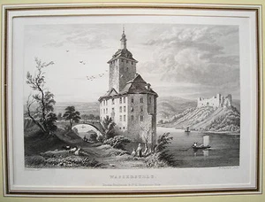 Burg Wasserstelz Weißwasserstelz Schweiz seltener alter Stahlstich 1844 - Picture 1 of 1