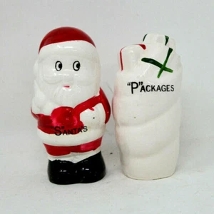 Vintage Christmas Santa and Gift Bag Salt And Pepper Shakers - Picture 1 of 5