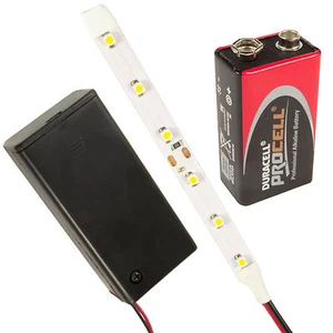 Scalextric LED Streifen Lichter Kit PP3 Halter Schalter vorverdrahtet alle Farben & Längen - Bild 1 von 1