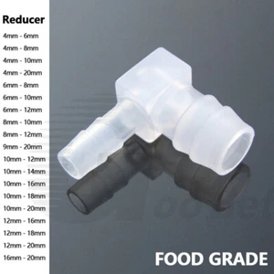 90 Degree Elbow Hose Joiner Reducer Plastic Barbed Connector Pipe Air Fuel Water - Picture 1 of 9