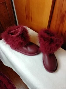 Neu ohne Etikett Australia Luxe Collective Stiefel mongolisch kurz burgunderrot Größe 6 selten - Bild 1 von 11