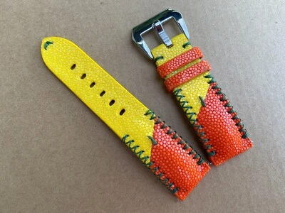 Yellow - Orange Stingray Watch Strap Band 18mm 19mm 20mm 21mm 22mm 23mm24mm 26mm - Image 1 of 4