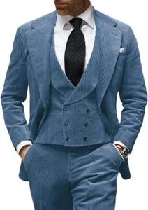 Mens 3Pcs Suit Vintage Groom Wedding Tuxedo Suits Blazer+Vest+Pants 42r 44r 46r - Picture 1 of 27