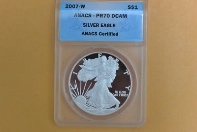 2007-W 1oz Proof Silver American Eagle ANACS PR70  - Image 1 of 4
