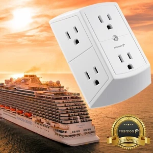 6 Outlet Grounded Wall Tap Adapter Multi Plug Extender for Travel Cruise Ship - Picture 1 of 7