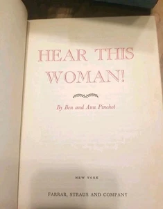 Ancienne écoutez cette femme ! par Ben & Ann Pinchot couverture rigide 1949 bon état - Photo 1/11