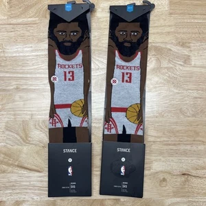 STANCE Houston Rockets James Harden Crew Socks **TWO PAIRS** Size Large (9-12) - Picture 1 of 7