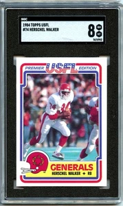 SGC 8 1984 Topps USFL #74 HERSCHEL WALKER Rookie RC Football Card HOF Cowboys - Foto 1 di 2
