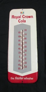 Vintage RC ROYAL CROWN COLA Thermometer Tin Soda Sign w/3 Diamond Crown ~ LQQK! - Picture 1 of 14