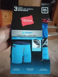 Men's Hanes Tagless Boxer Briefs X-Temp 3XL XXXL (48-50") Regular Length 3 Pairs - Picture 1 of 4