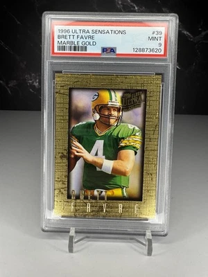 Fleer Ultra Sensations Brett Favre 1996 #39 mármol dorado PSA 9 ¡Bajo pop!  Foto 1 de 2
