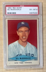 1954 Red Heart Gil McDougald PSA 6 New York Yankees AL ROY 5 Time World Series - Bild 1 von 2