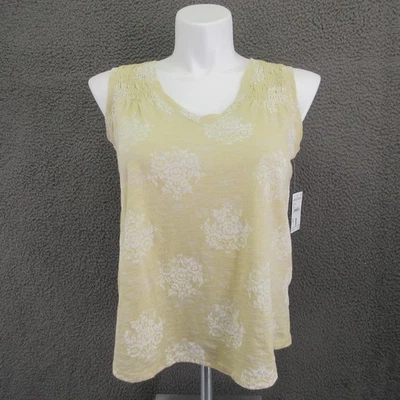 Camisa sin mangas Lucky Brand para mujer grande amarilla estampado floral verano Foto 1 de 4