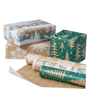 Geschenkpapierrollen Weihnachten mit Etikett und Juteschnur - 17 blau weiß - Bild 1 von 8