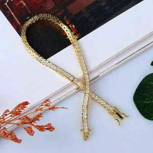 10.0Ct Princess Cut Lab Created Diamond Wedding Bracelet 14K Yellow Gold Finish - Picture 1 of 6