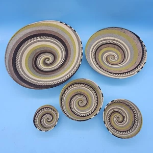 Set of 5 Zulu South African Telephone Wire Baskets Bowls Trays Folk Art Handmade - Picture 1 of 9