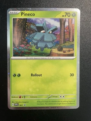 Pineco 061 SWIRL Sv: Scarlet & Violet Promo Cosmos Holo NM Pokemon Card 2023 - Image 1 of 3