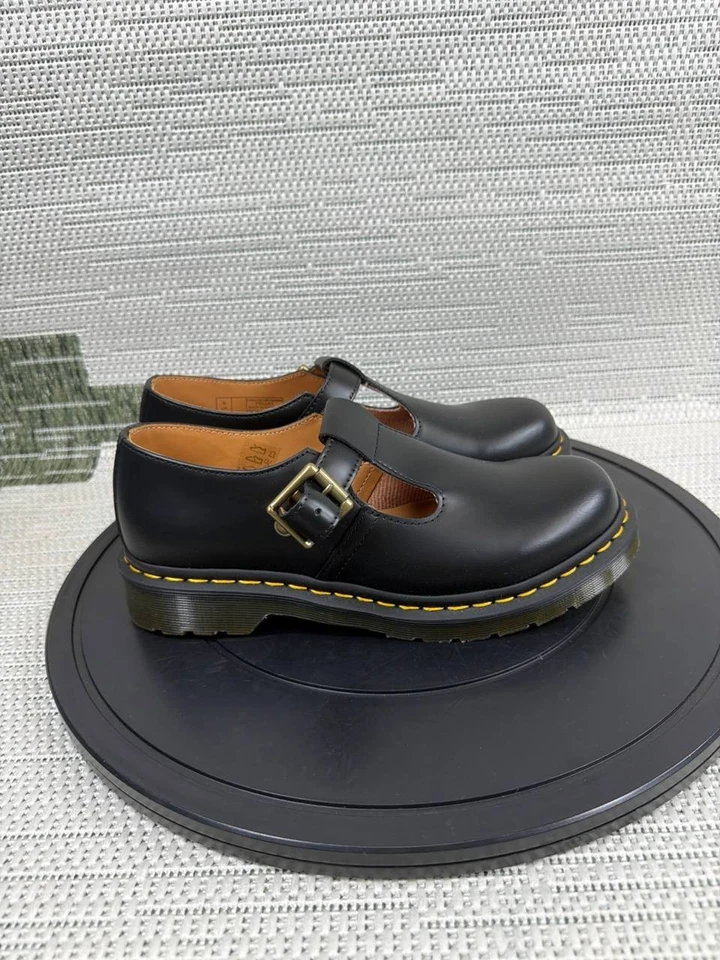 Zapatos Dr Martens Mujer Talla 8 Polley Punta Suave Trabajo Mary Jane Cuero Negro Foto 1 de 4