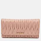Miu Miu Light Pink Matelasse Leather Flap Contiental Wallet