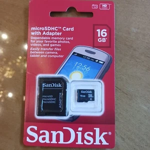 SanDisk 16GB microSDHC card with adapter - new - Picture 1 of 3