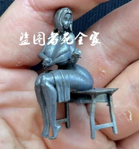 Black Brass Hot Sexy Drinking Girl Statue Art Beauty Model Home Decor Artworks - Picture 1 of 7