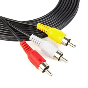 10 Fuß 3 Cinch Stecker auf 3 Cinch Stecker Kabel Stereo AV Audio Video Composite vergoldet - Bild 1 von 10